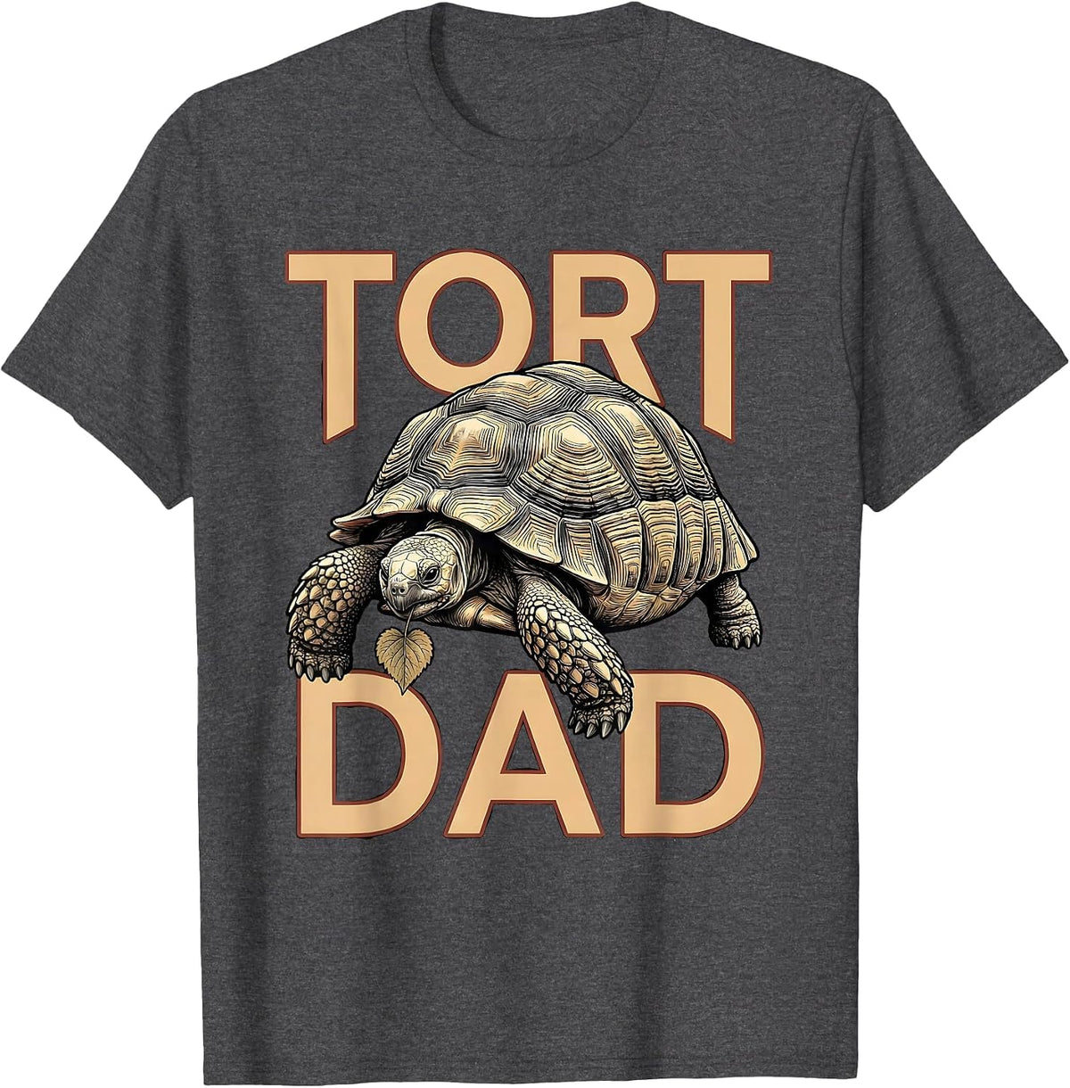 Men's Tort Dad Sulcata Tortoise Funny Reptile Lover Gift T-Shirt - Dark Heather Grey