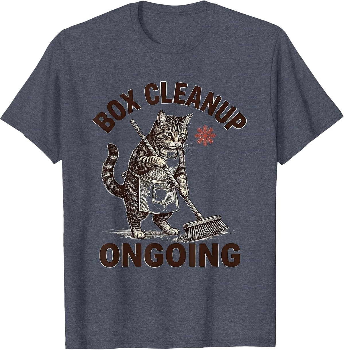 Box Cleanup Ongoing Funny Cat Lover Christmas Grumpy Humor T-Shirt - Heather Blue