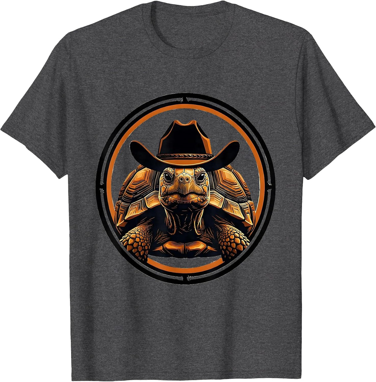 Men's Desert Tortoise Cowboy Hat Illustration T-Shirt - Dark Heather Grey
