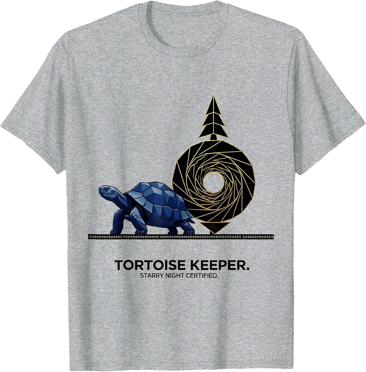 Men's Tortoise Keeper Starry Night Certified Geometric Art Lover T-Shirt - Heather Grey
