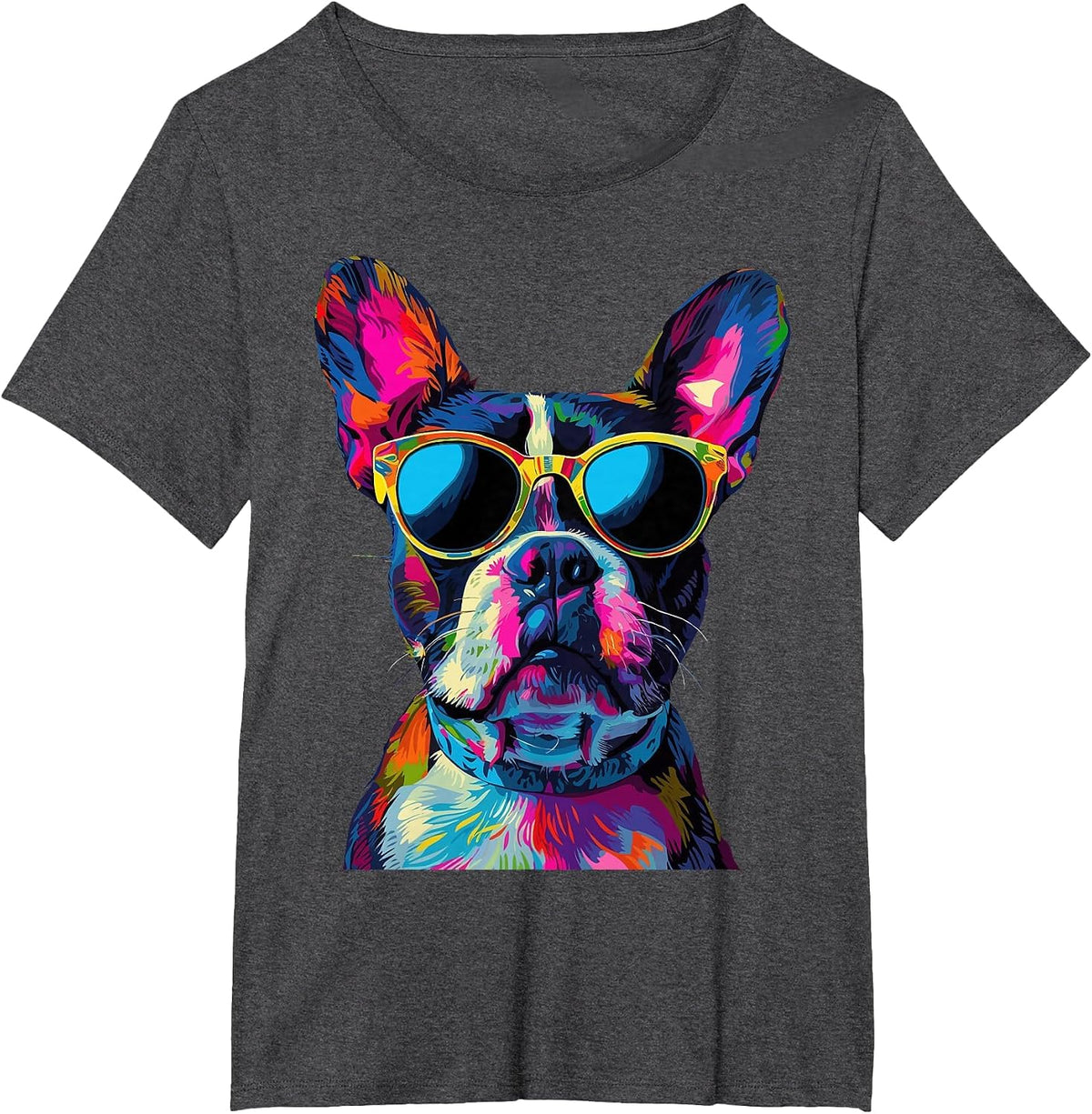 Boston Terrier Lovers Design Pop Art Funny Boston Terrier T-Shirt - Dark Heather Grey