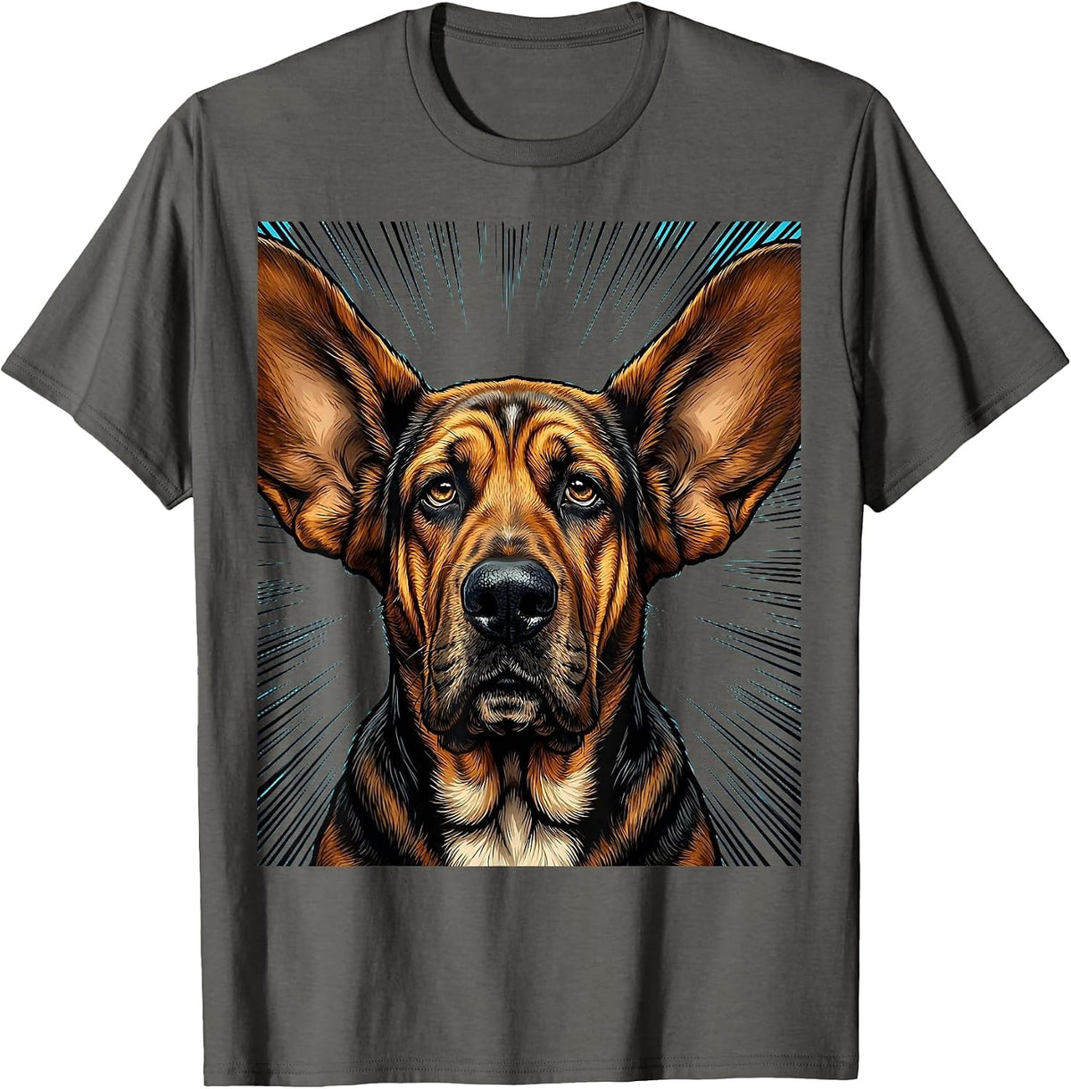 Basset Hound Long Ears Blowing in the Wind T-Shirt - Asphalt Grey
