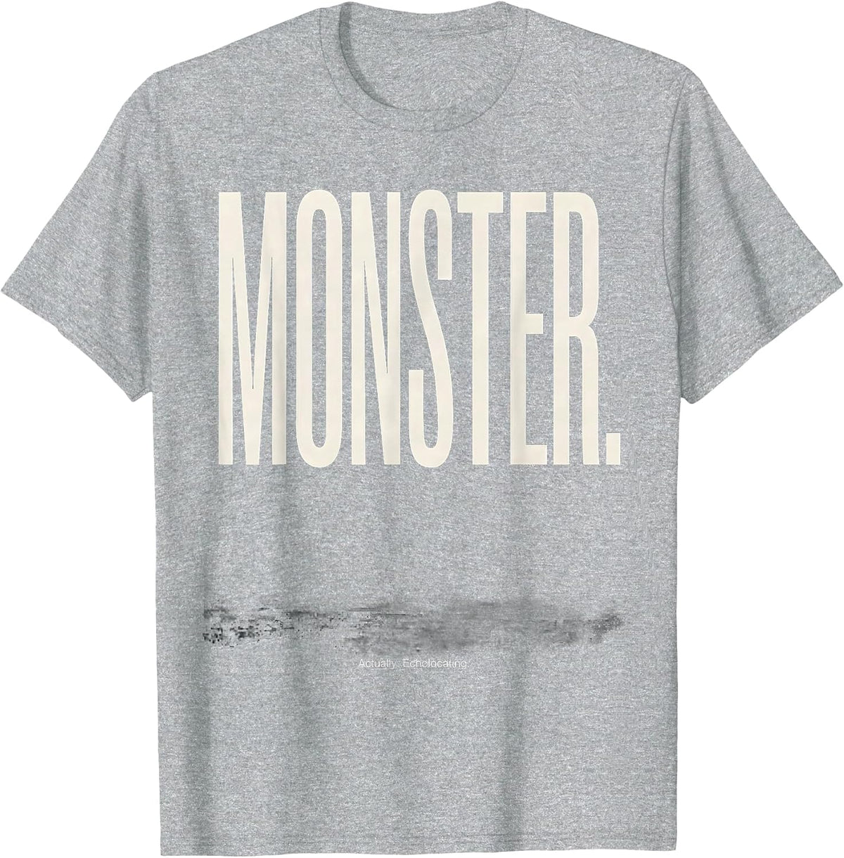 Men's MONSTER. Actually, Echolocating Vintage Bat Lover Halloween T-Shirt - Heather Grey