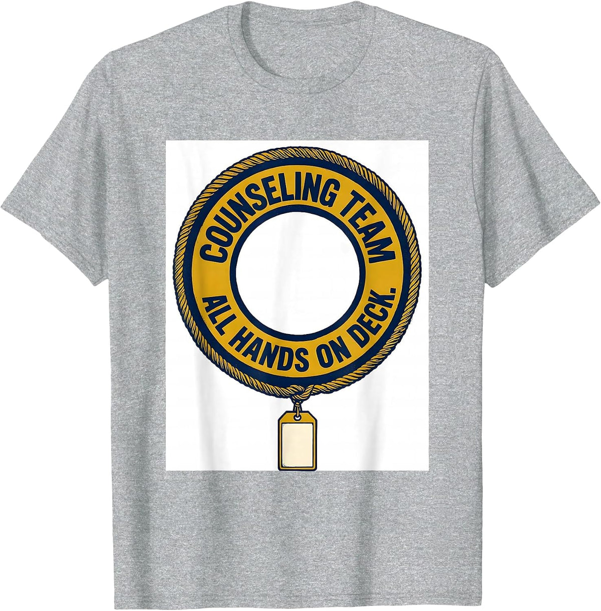 Men's Counseling Team All Hands On Deck Groovy Retro School T-Shirt - Heather Grey