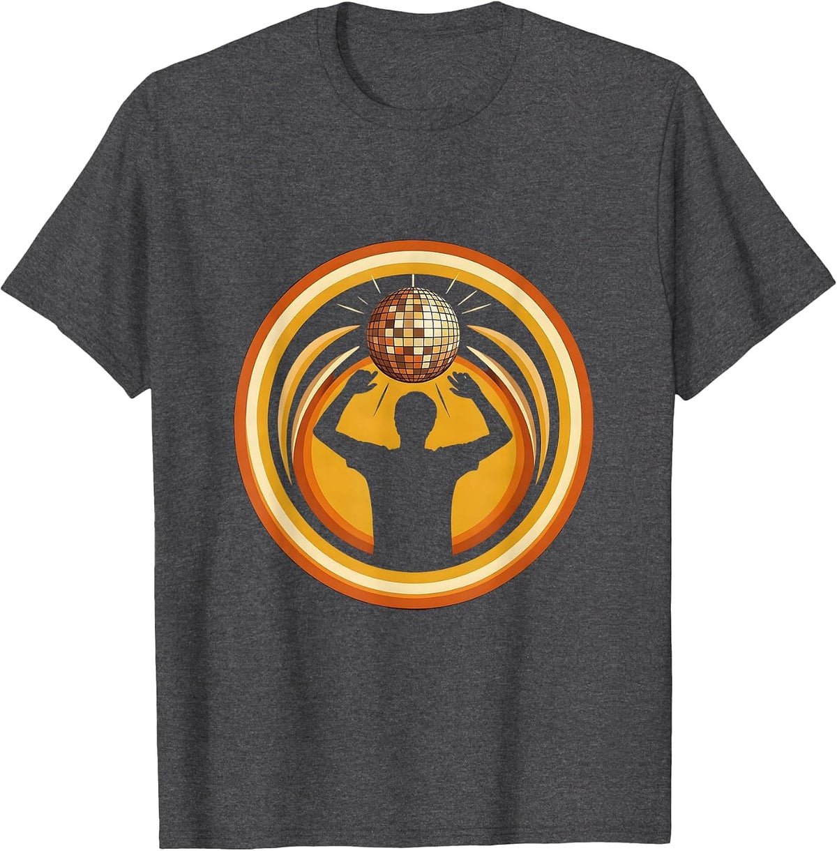 Disco Dancer Badge Retro 70s Party Costume T-Shirt - Dark Heather Grey