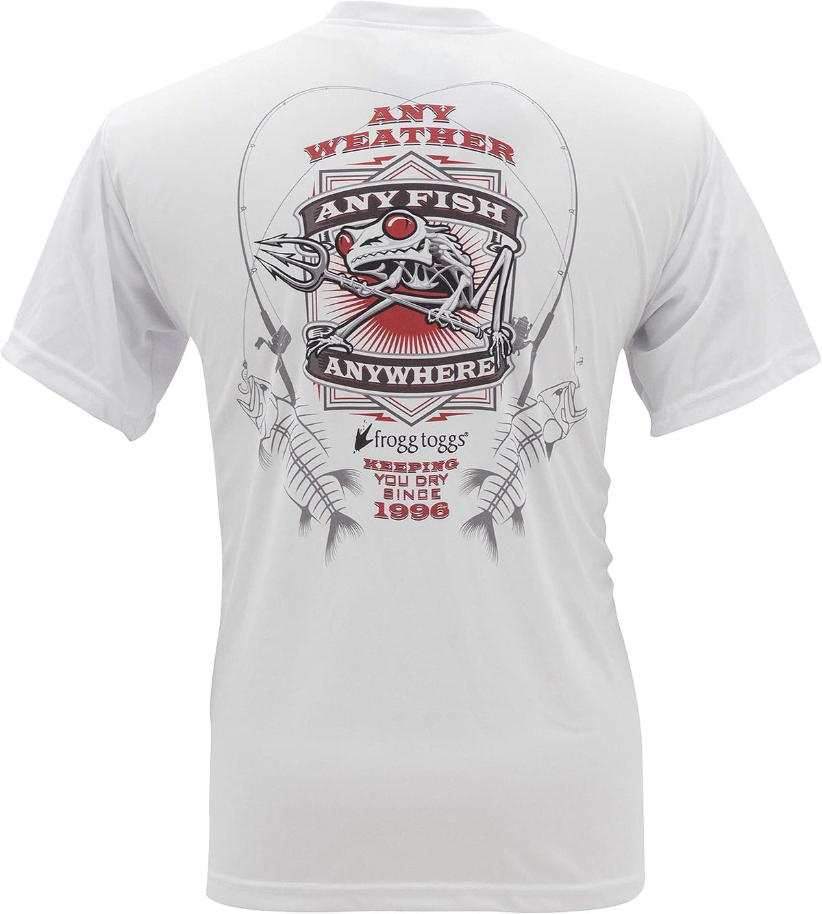 Frogg Toggs Any Fish Anywhere T-Shirt, Short Sleeve - White