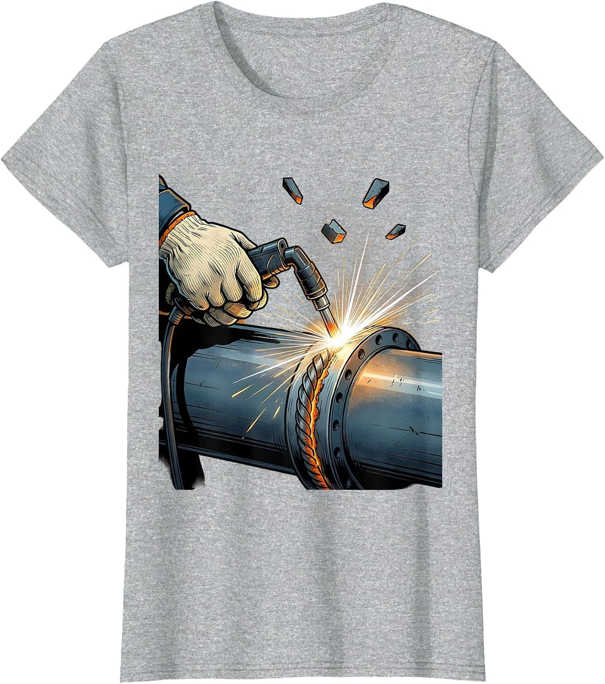 Guided MIG Gun Welder Trade Pride Humor T-Shirt - Heather Grey