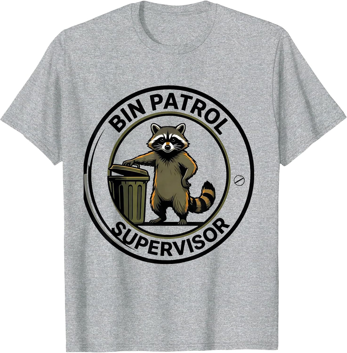 Men's Bin Patrol Supervisor Funny Jimothy Raccoon Trash Panda Meme T-Shirt - Heather Grey