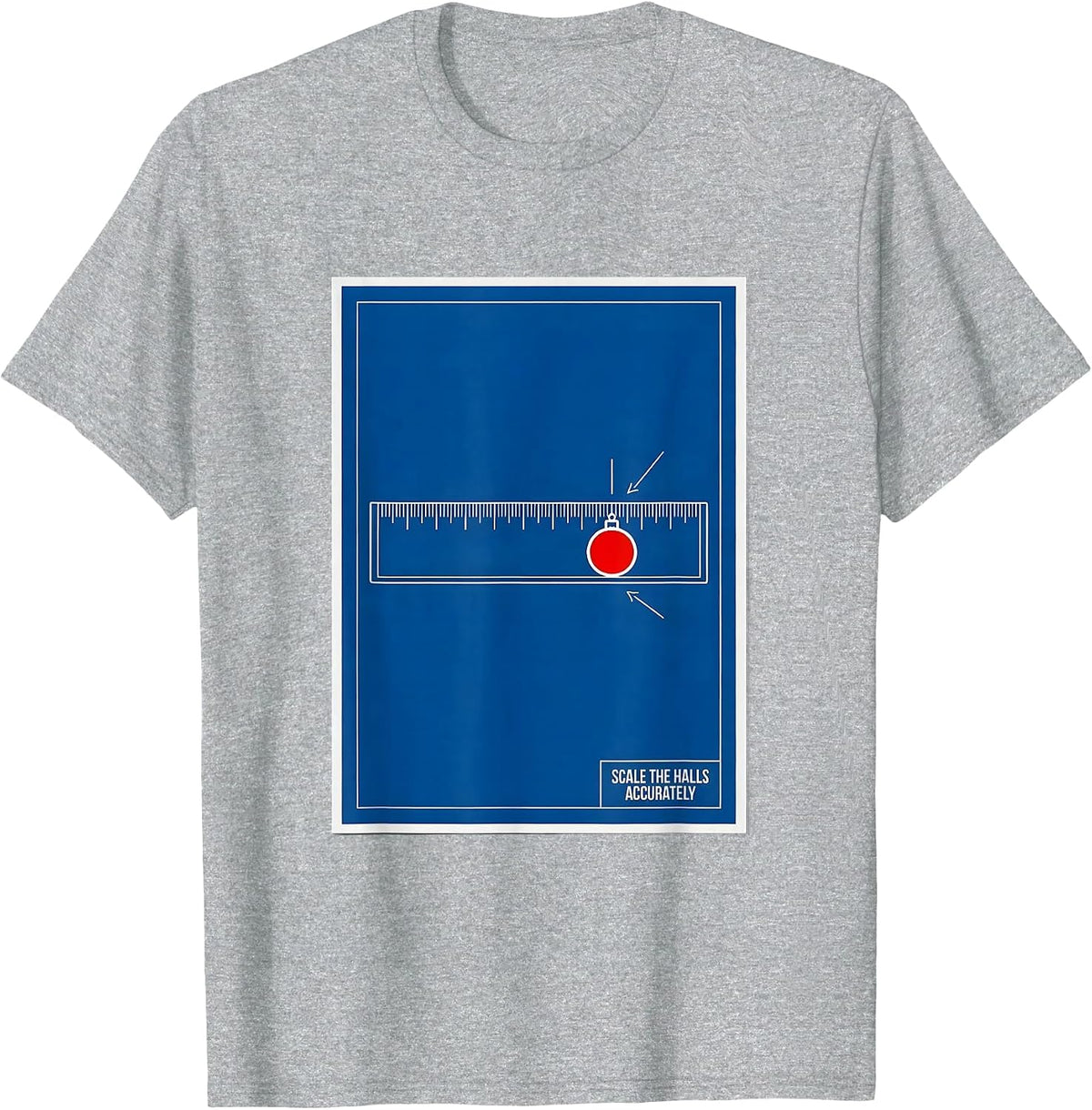 Men's Scale The Halls Accurately Technical Blueprint Math Teacher T-Shirt - Heather Grey