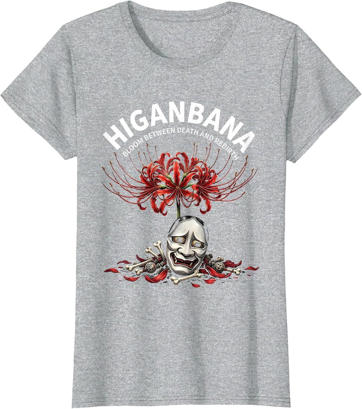 Higanbana, Bloom Between Death And Rebirth Anime Goth T-Shirt - Heather Grey