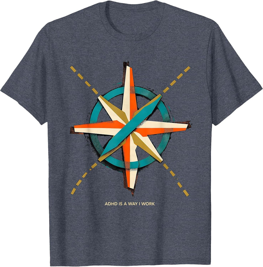ADHD Is A Way I Work Neurodivergent Support Funny Awareness T-Shirt - Heather Blue