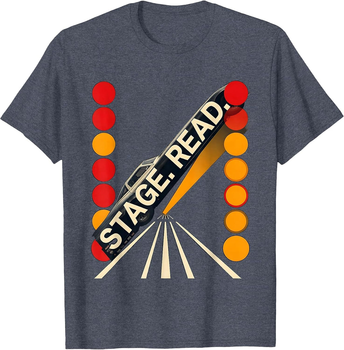 Men's Stage. Read Constructivist Poster Drag Racing RC Car T-Shirt - Heather Blue