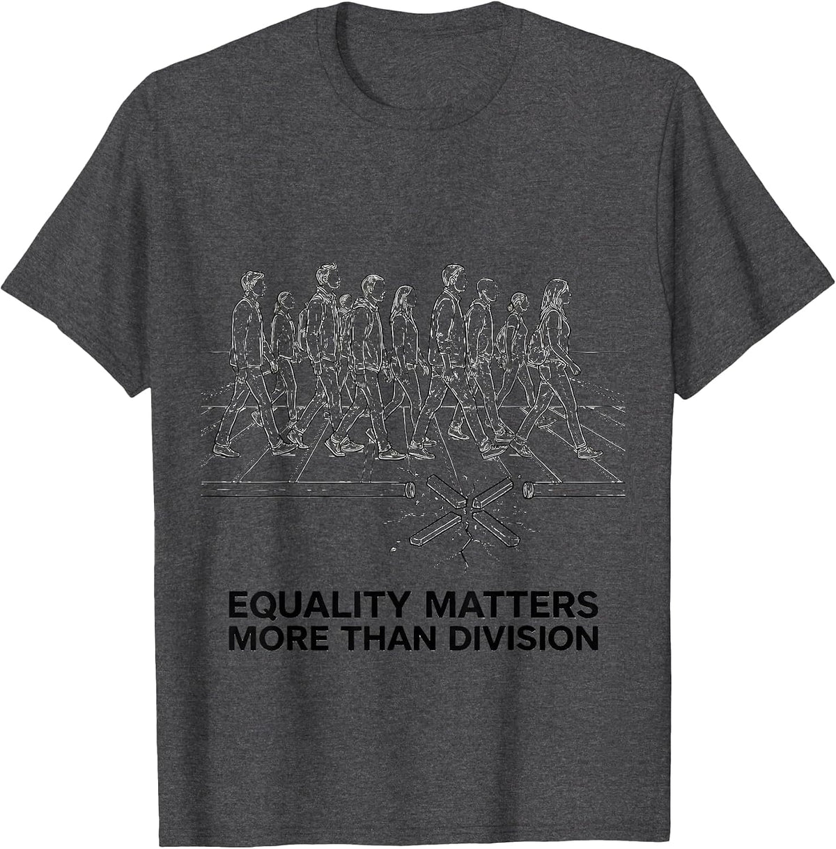 Men's Equality Matters More Than Division Antiracism Math Symbol T-Shirt - Dark Heather Grey