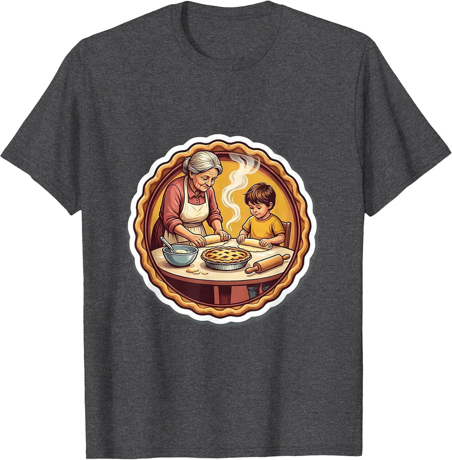 Men's Mimi and Grandchild Baking Together Design T-Shirt - Dark Heather Grey