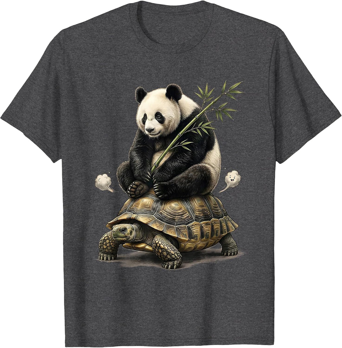 Men's Round Panda Illustration Cute Humor Gift for Kids T-Shirt - Dark Heather Grey