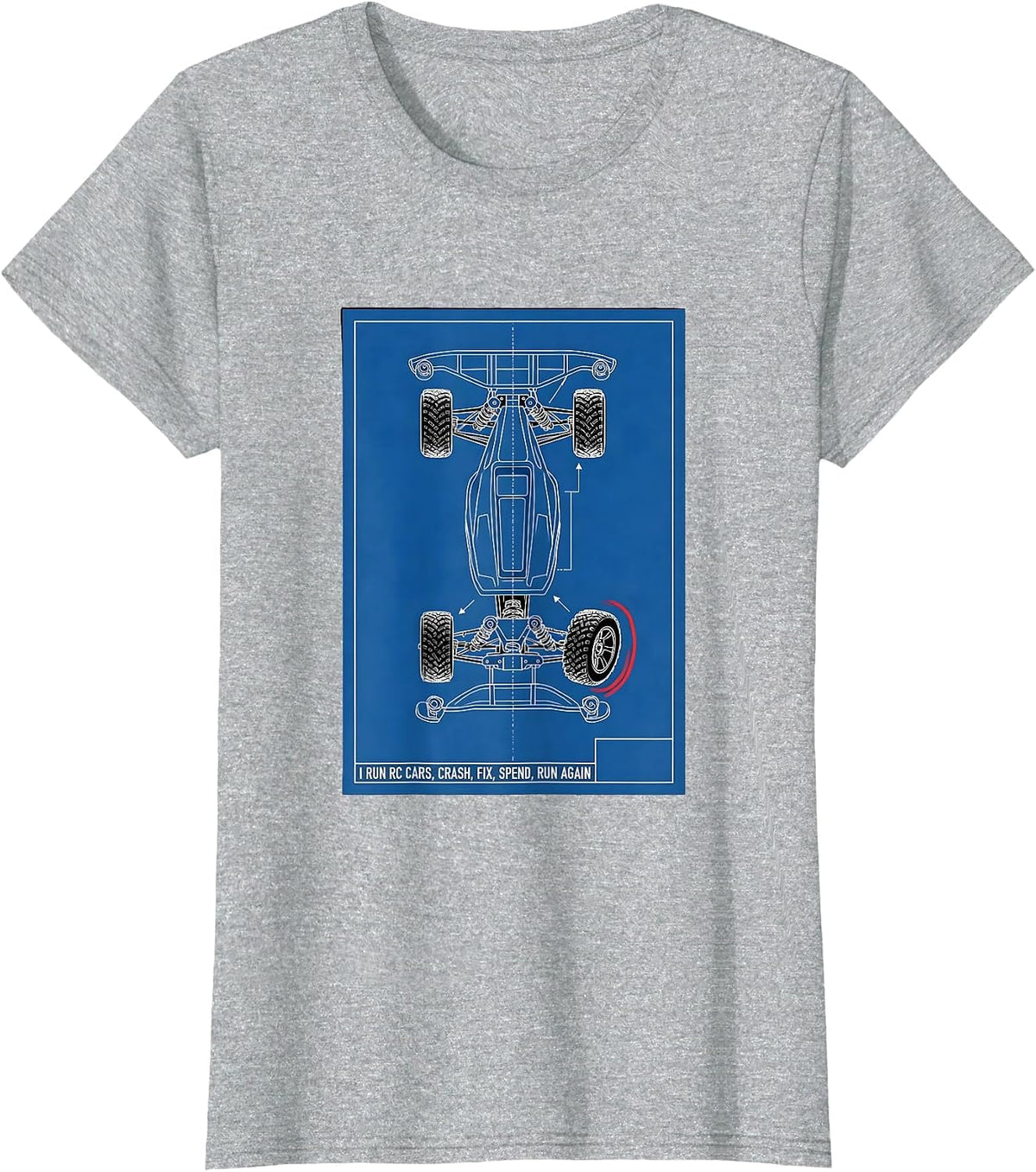 I Run RC Cars, Crash, Fix, Spend, Run Again Racing T-Shirt - Heather Grey