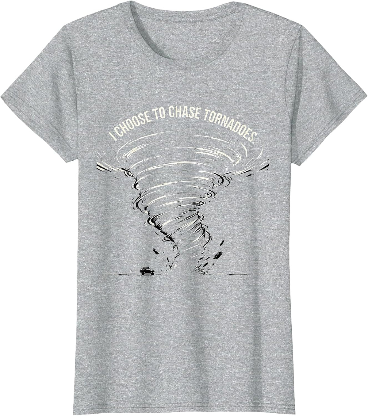 I Choose To Chase Tornadoes Scratchboard Storm Chaser T-Shirt - Heather Grey