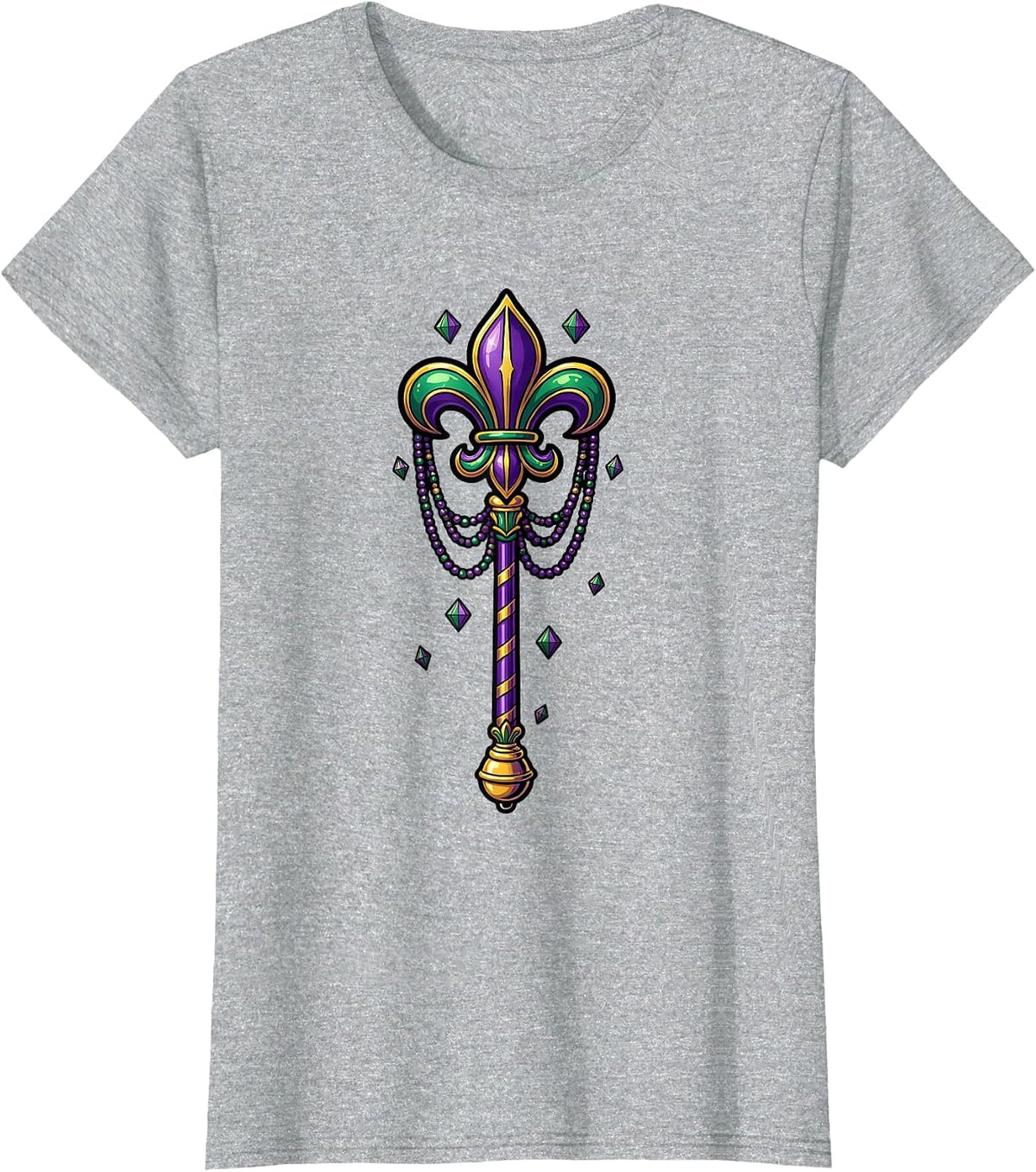 Carnival Scepter Colorful Mardi Gras Party Costume T-Shirt - Heather Grey