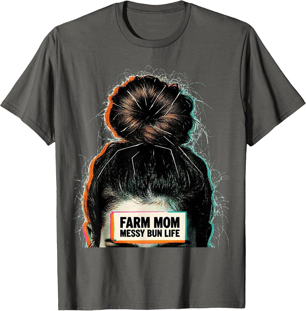 Men's Farm Mom Messy Bun Life Funny Mom Humor T-Shirt - Asphalt Grey