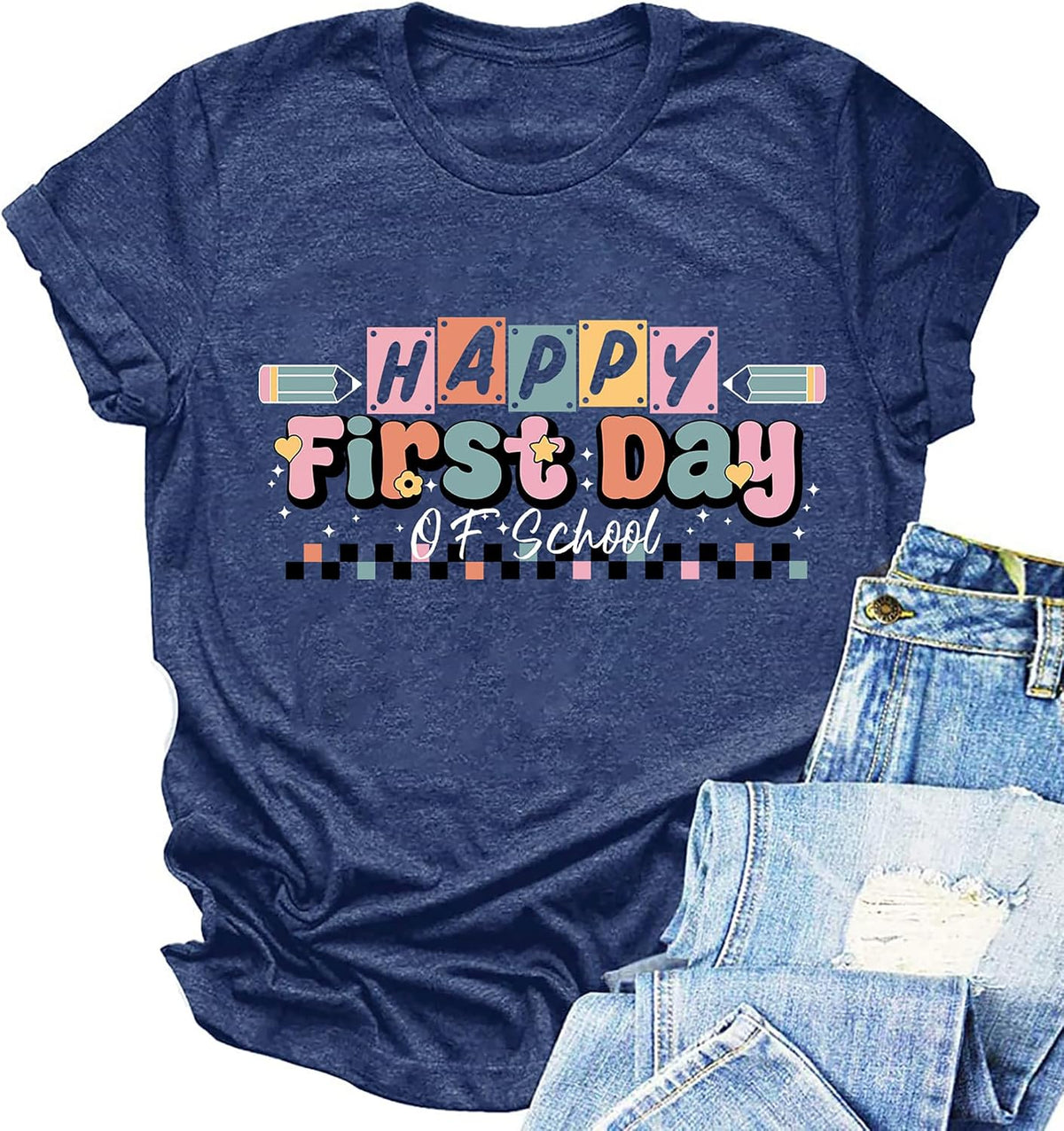 Women Teacher Shirt First Day of School Tshirt Back to School Outfits - 22-dark Blue