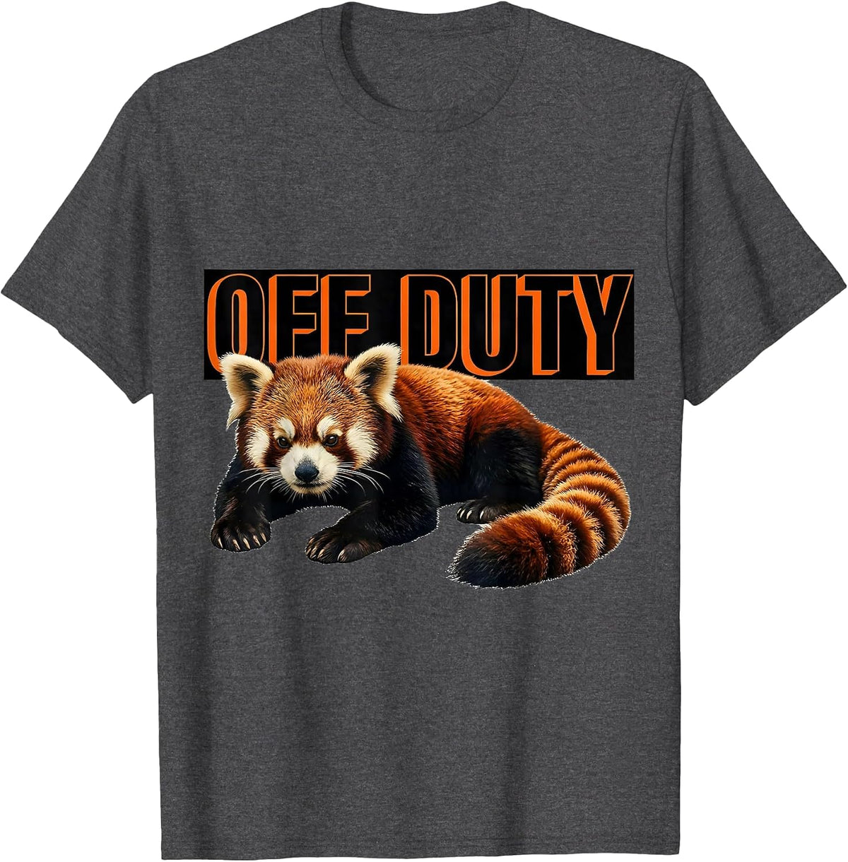 Off Duty Brutalist Graphic Red Panda Lover Animal Enthusiast T-Shirt - Dark Heather Grey