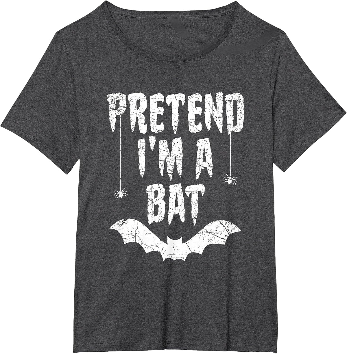 Funny Pretend I'm A Bat Easy Costume Lazy Halloween T-Shirt - Dark Heather Grey