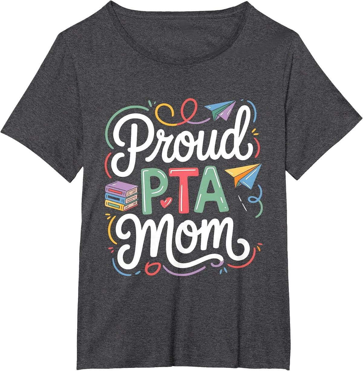 Cute School Supporter Meeting Matching Women Proud PTA Mom T-Shirt - Dark Heather Grey