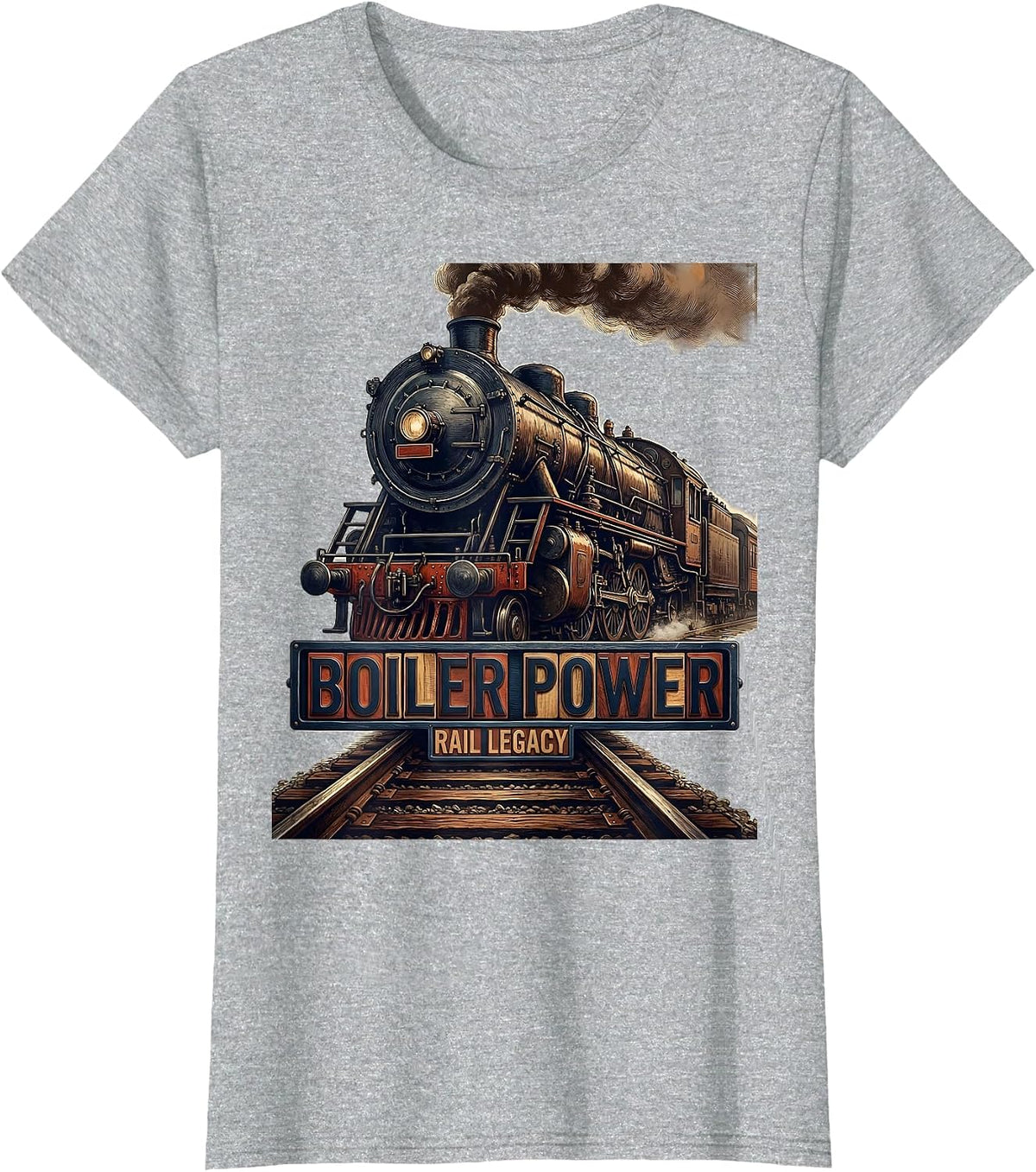 Women's Boiler Power Rail Legacy Steam Locomotive Railroad Engineer T-Shirt - Heather Grey