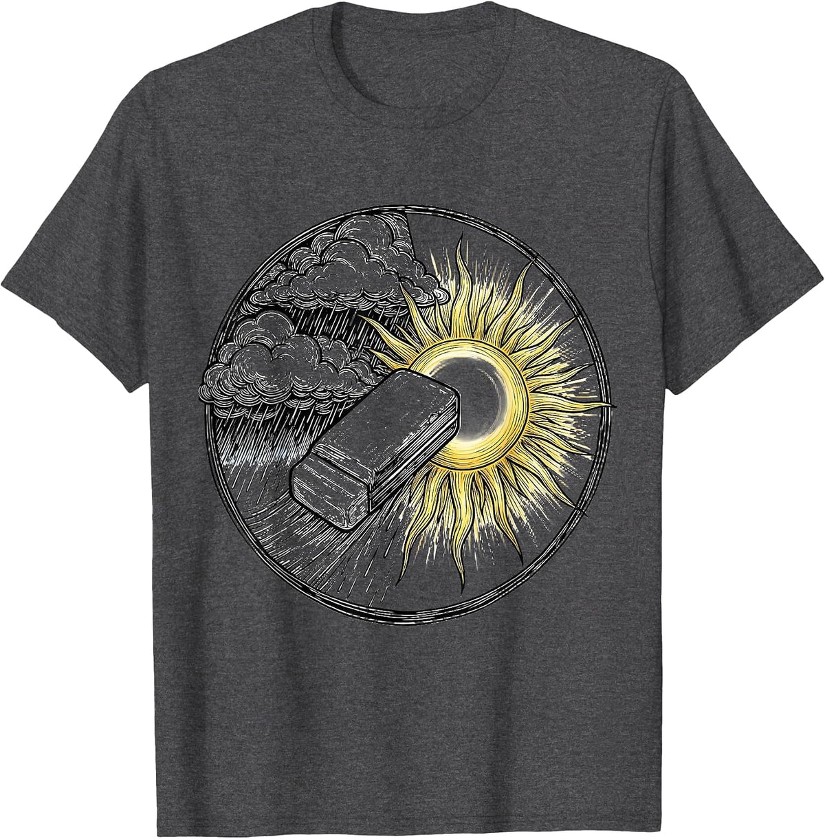 Teacher Eraser Clears Storm Clouds Sunshine Art T-Shirt - Dark Heather Grey