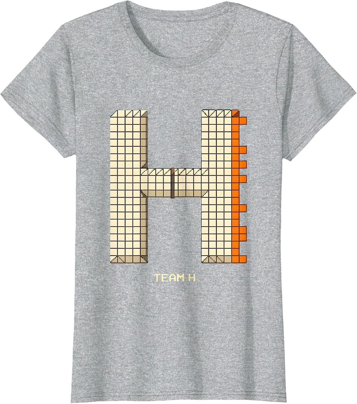 Team H Pixel Art Funny Group Halloween Matching Costume T-Shirt - Heather Grey
