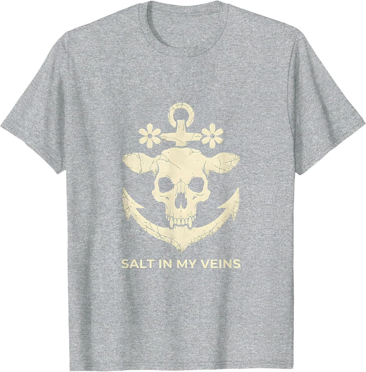 Men's Salt In My Veins Sailor Graphic Design T-Shirt - Heather Grey
