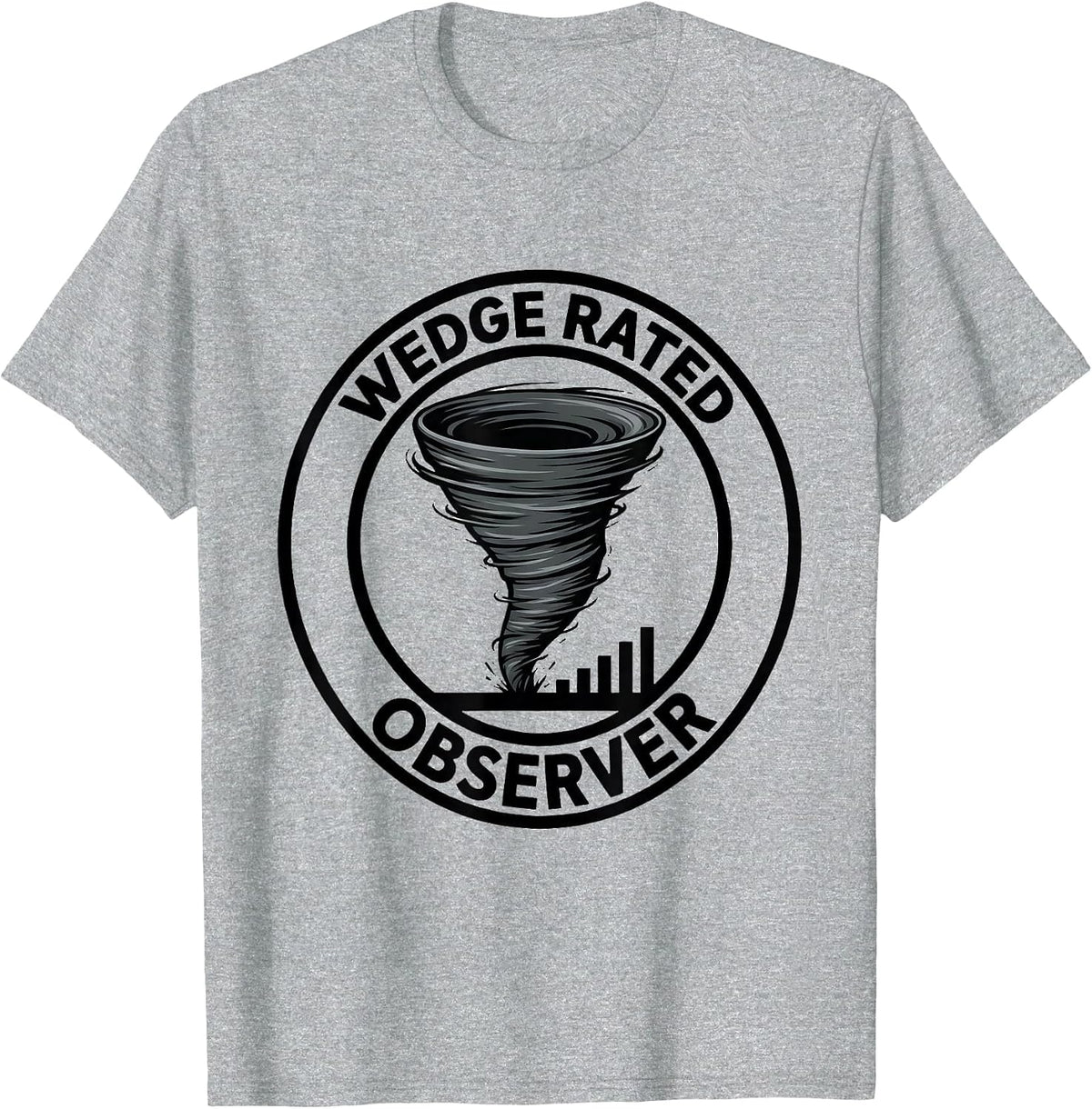 Men's Wedge Rated Observer Funny Storm Chaser Tornado Enthusiast T-Shirt - Heather Grey
