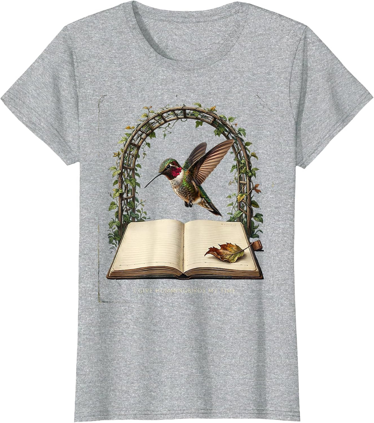Women's I Give Hummingbirds My Time Vintage Bird Lover Hummingbird T-Shirt - Heather Grey