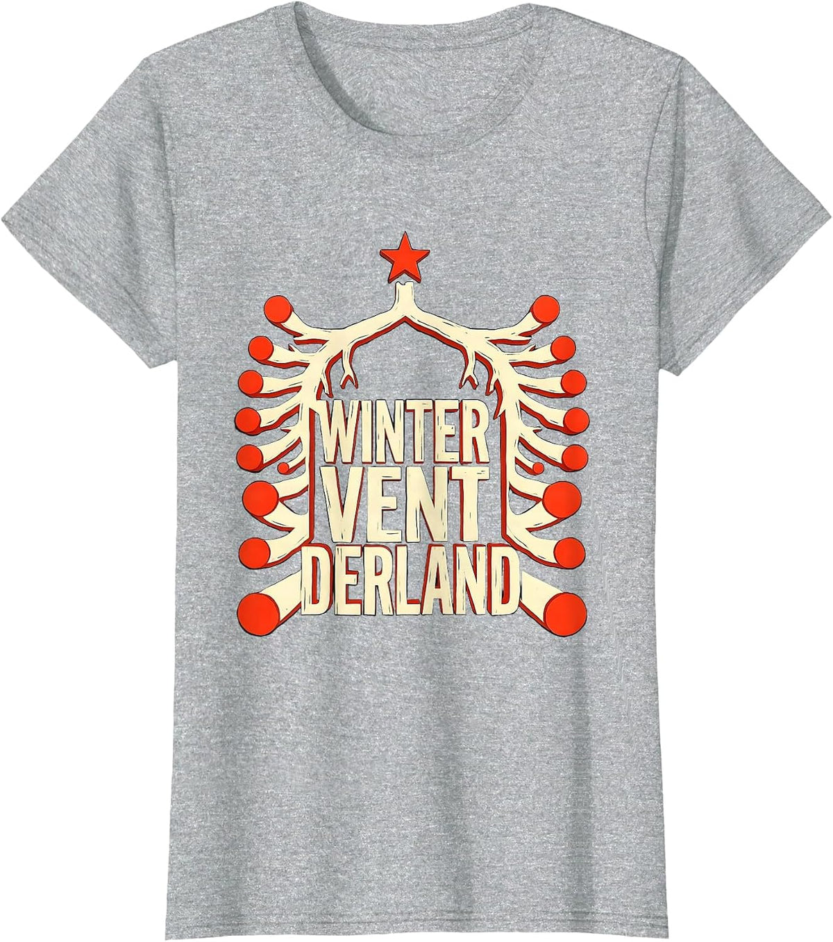 Winter Ventderland Stencil Graphic Respiratory Therapist T-Shirt - Heather Grey