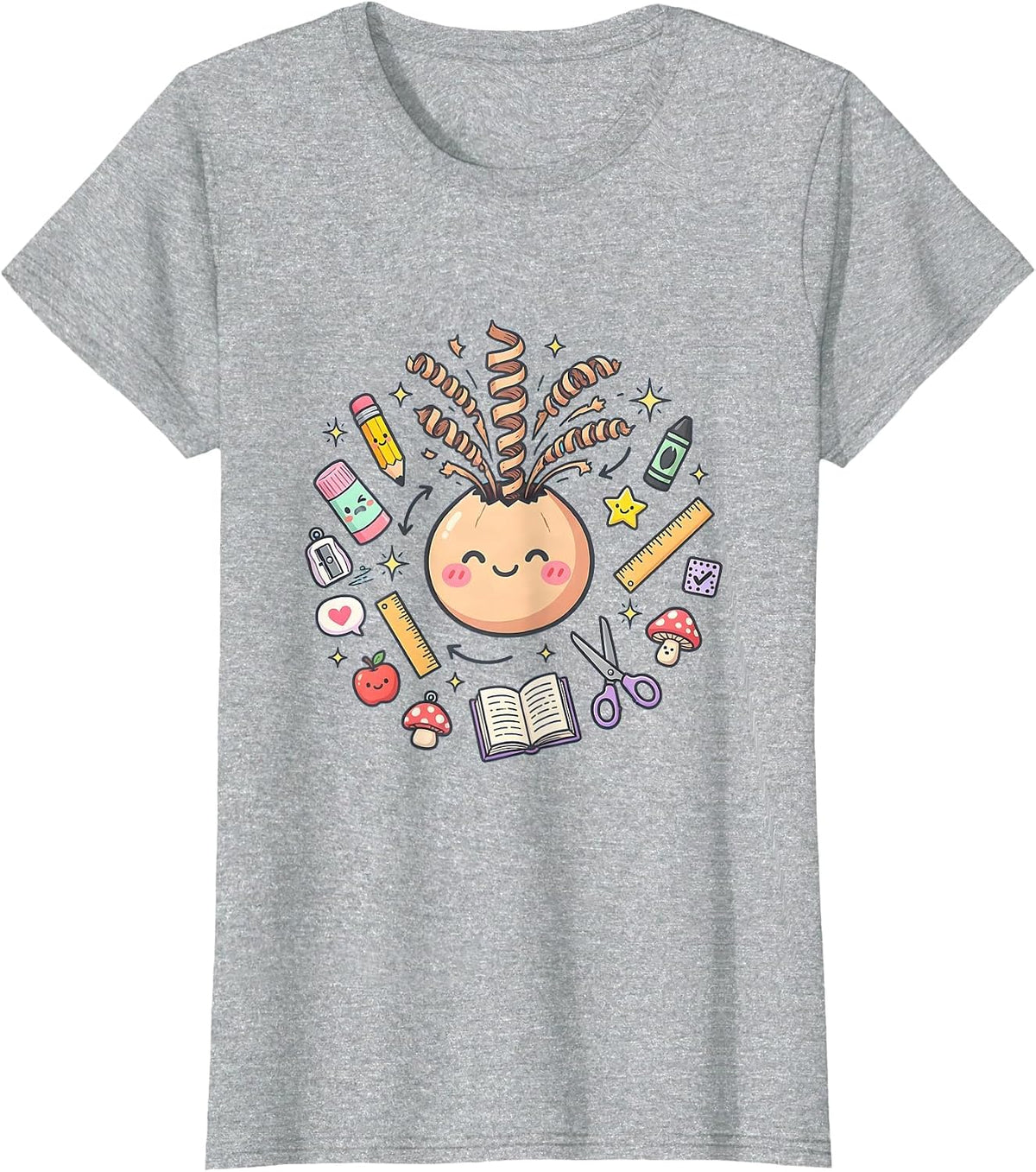 Women's Kindergarten Teacher Pencil Sharpener Art T-Shirt - Heather Grey