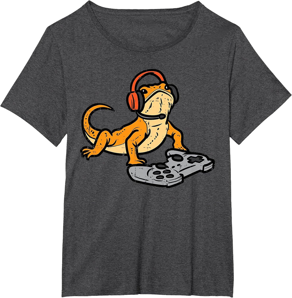 Bearded Dragon Video Gaming Funny Gamer Animal Men Boys Kids T-Shirt - Dark Heather Grey