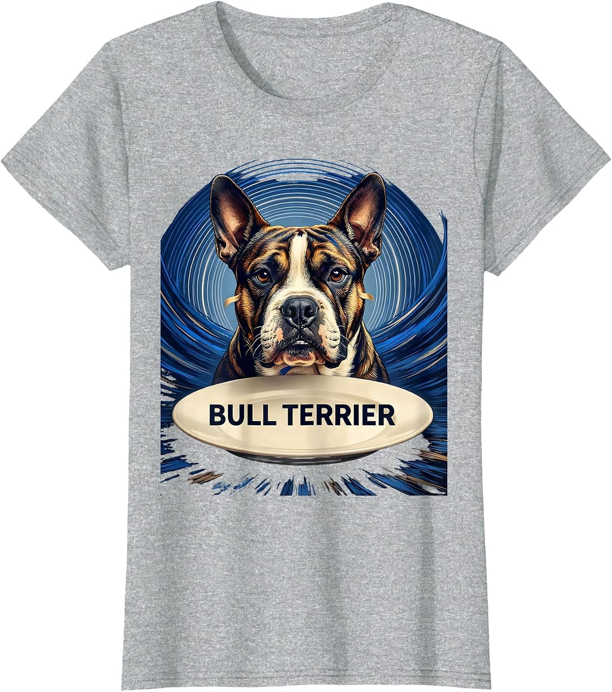 Bull Terrier Van Gogh Style Starry Night Dog Breed Portrait T-Shirt - Heather Grey