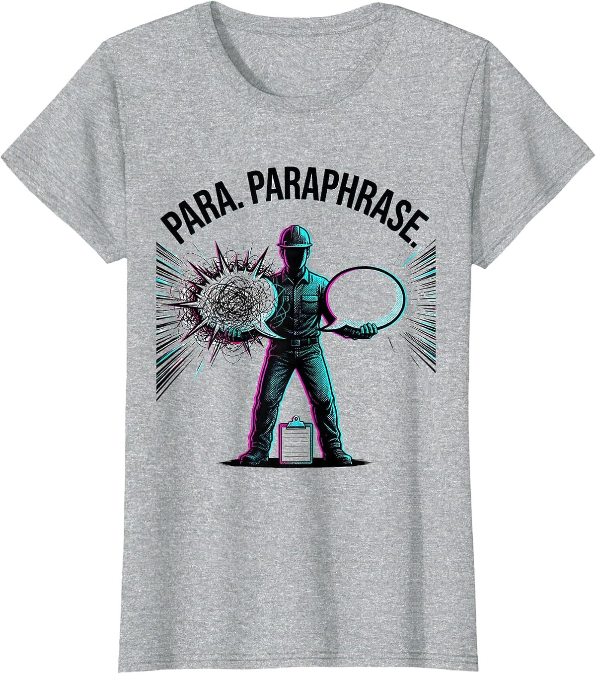 Women's Para Paraphrase Bold Pop Art Funny Paraprofessional Support T-Shirt - Heather Grey