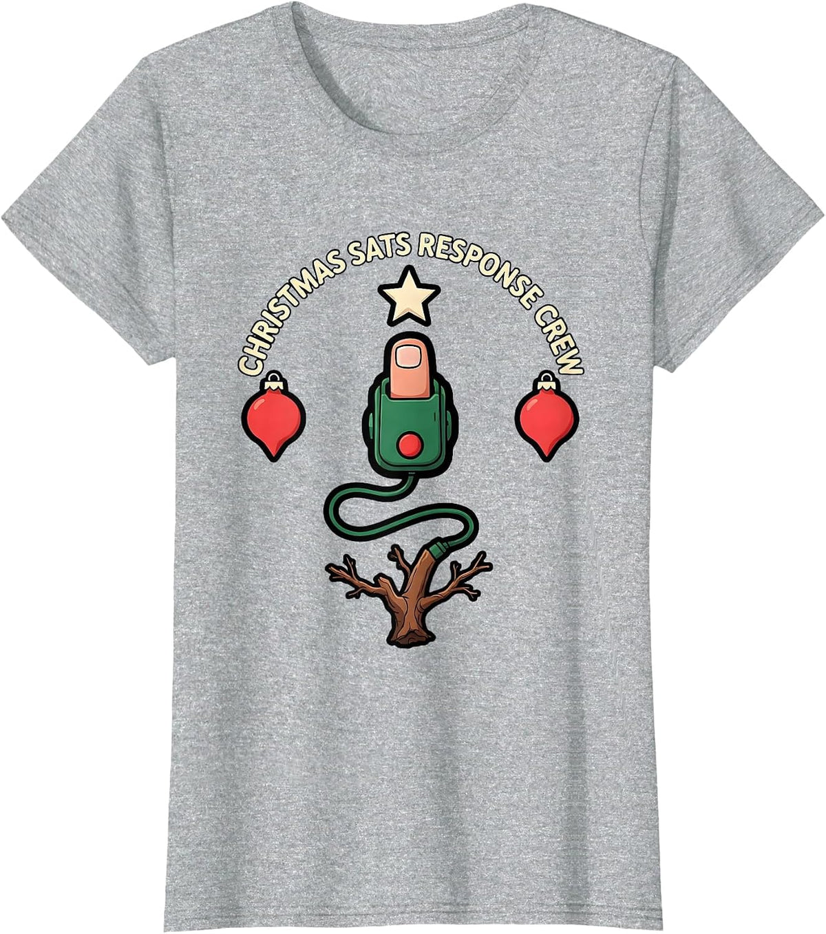 Christmas Sats Response Crew Funny Respiratory Therapist T-Shirt - Heather Grey