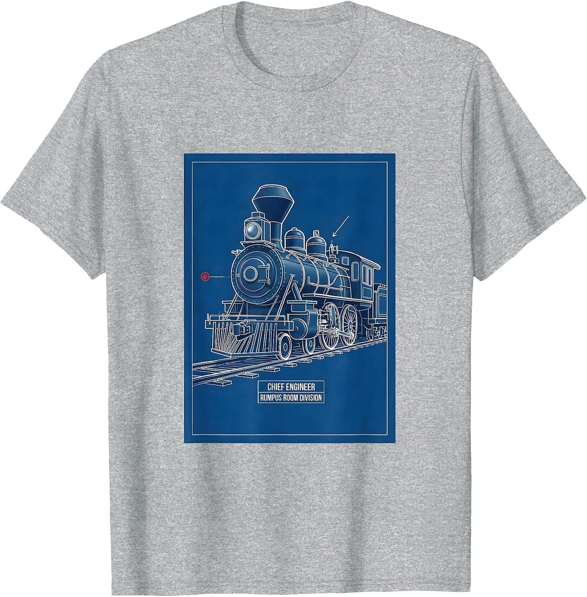 Men's Chief Engineer Rumpus Room Division Vintage Steam Train T-Shirt - Heather Grey