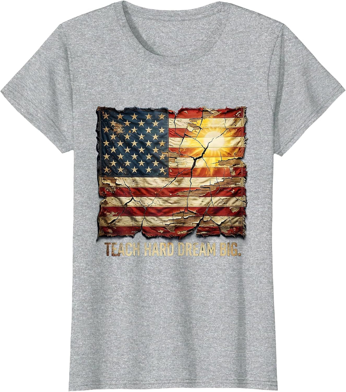 Teach Hard Dream Big Teacher Design T-Shirt - Heather Grey