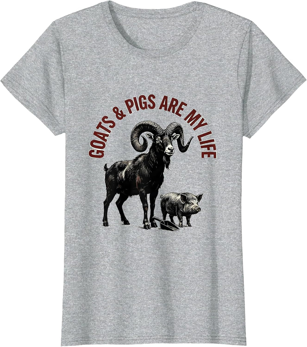Women's Goats & Pigs Are My Life Funny Farm Animal Humor Farmer T-Shirt - Heather Grey