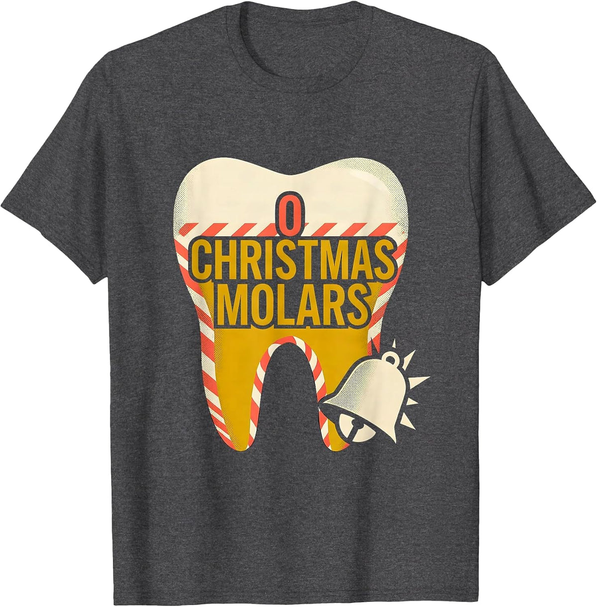 Men's O Christmas Molars Funny Dentist Dental Team Christmas Humor T-Shirt - Dark Heather Grey