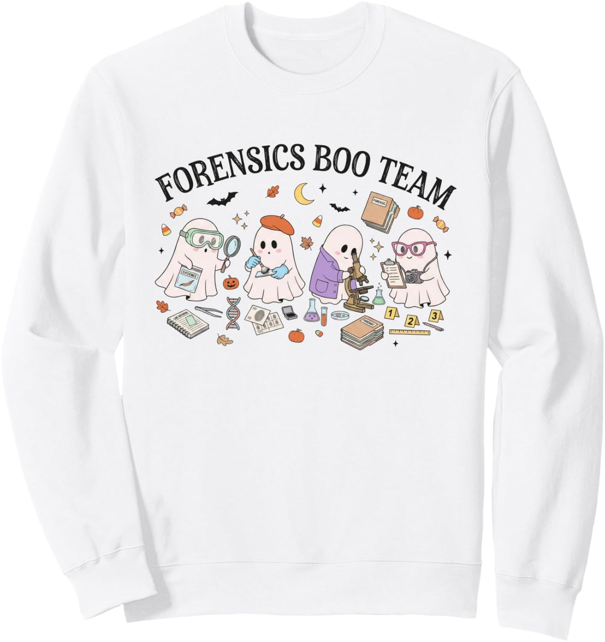 Forensics Boo Team Halloween Forensics Department Sweatshirt - Adult Unisex White