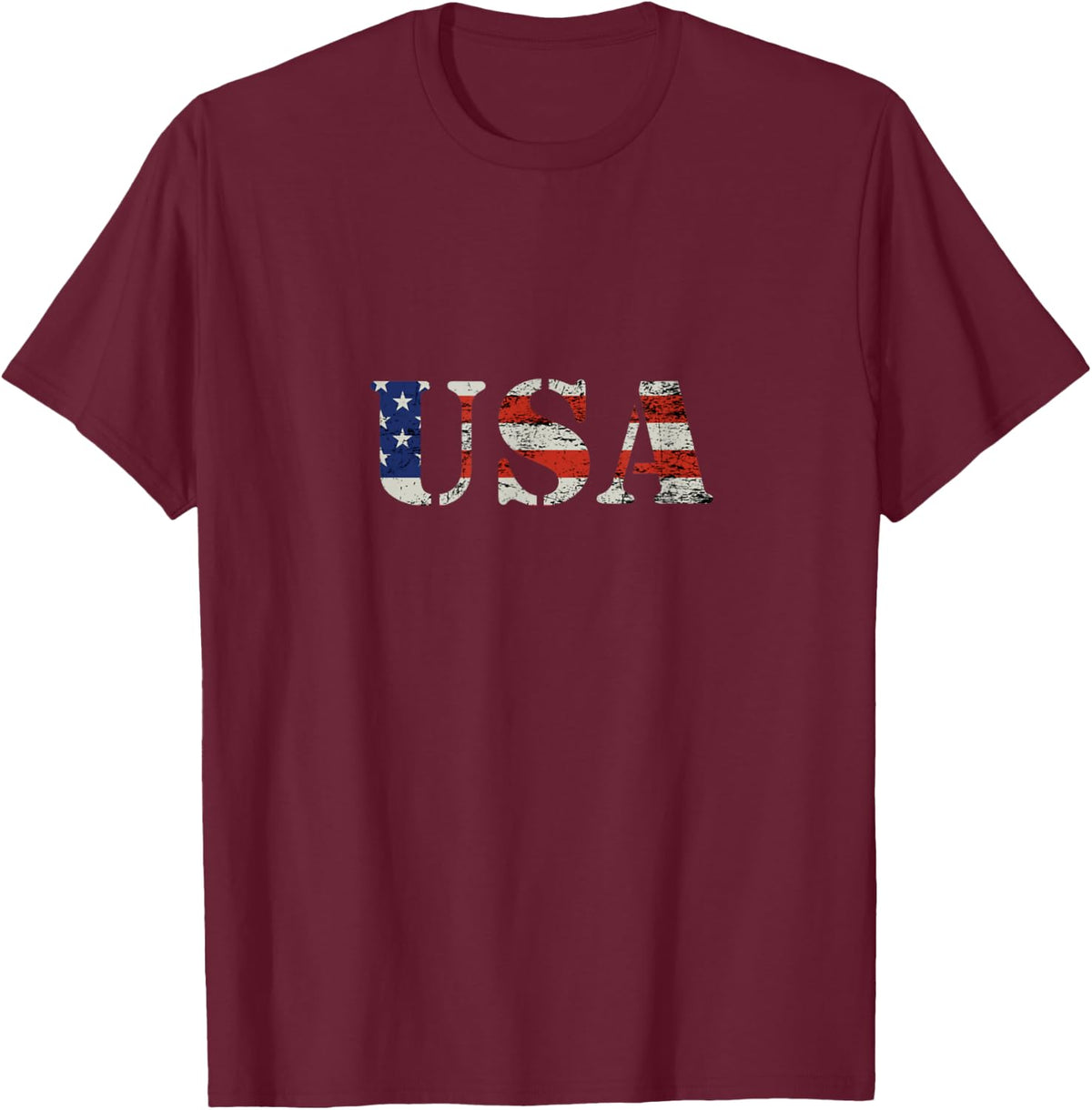 USA American Flag Patriotic Women Men Kids Red White Blue T-Shirt - Burgundy