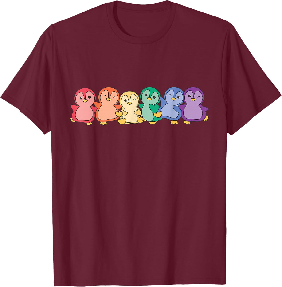 Rainbow Flag Pride Month Lgbtq Rainbow Penguin T-Shirt - Burgundy