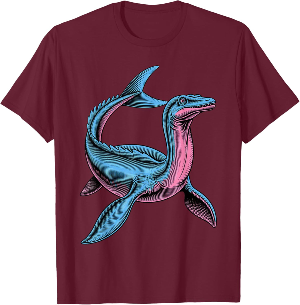 Plesiosaurus Art for Men Women Paleontologist Plesiosaurus T-Shirt - Burgundy