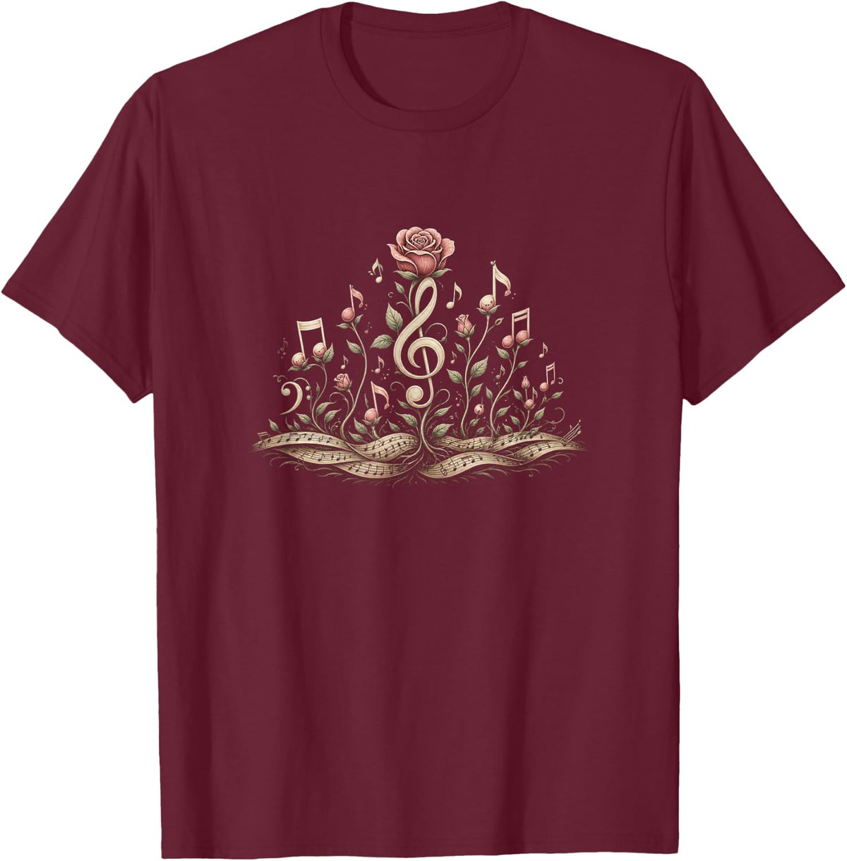 Music Teacher Note Garden Art T-Shirt - Burgundy