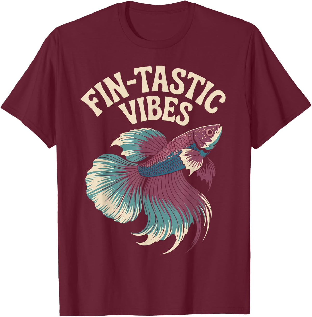 Funny Betta Fish Fin-Tastic Aquatic Tees and T Shirts for Fish Lovers - Burgundy