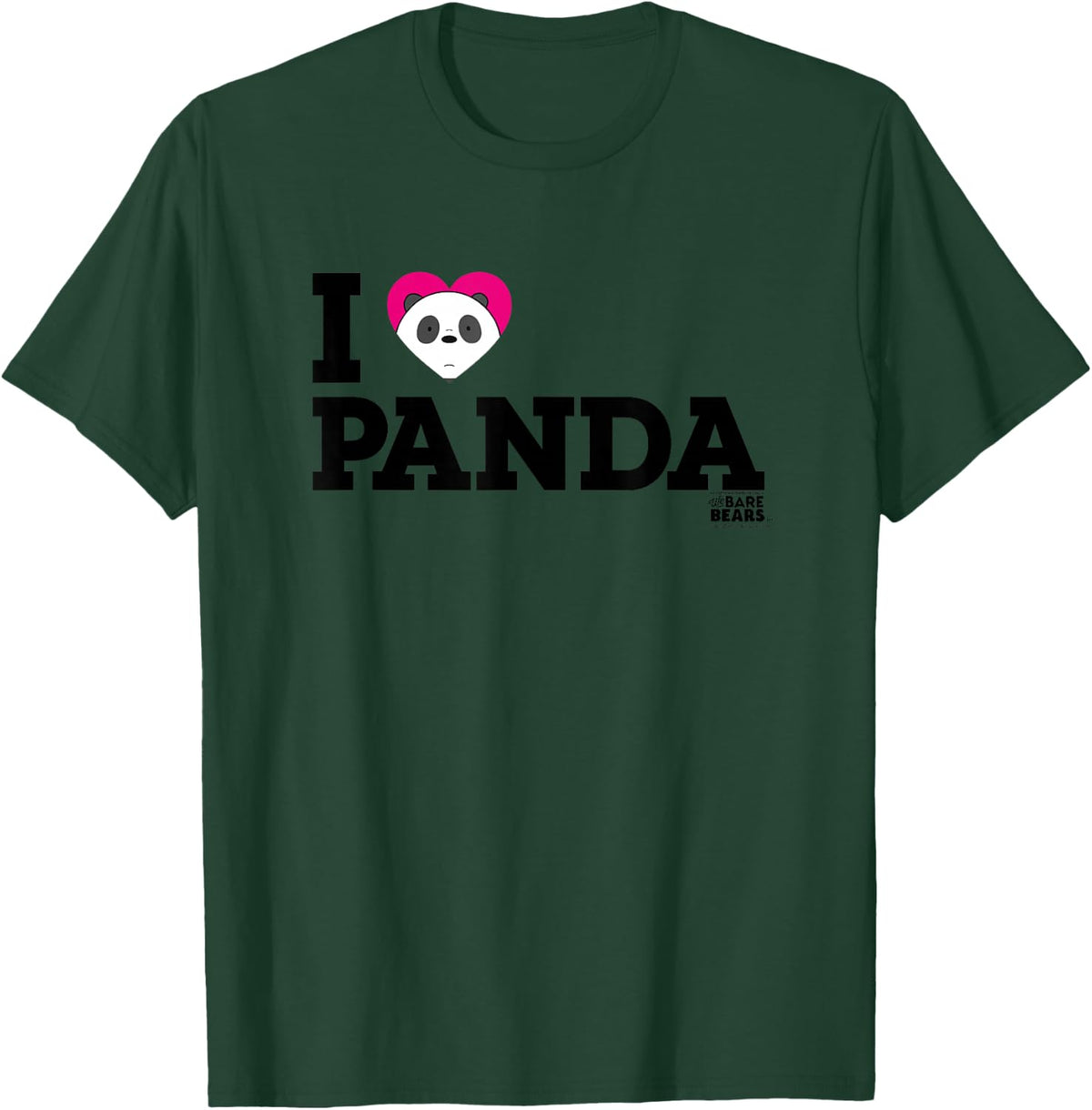 We Bare Bears Heart Panda T-Shirt - Dark Green